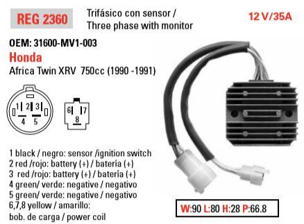 REGULATOR 31600-MV1-003, Honda XRV750 Africa Twin, AHA6065 thumbnail 4