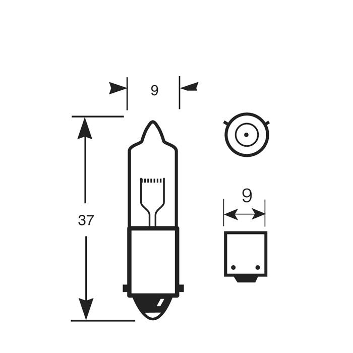 BULB 12V-23W MINI IND.9mm thumbnail 2