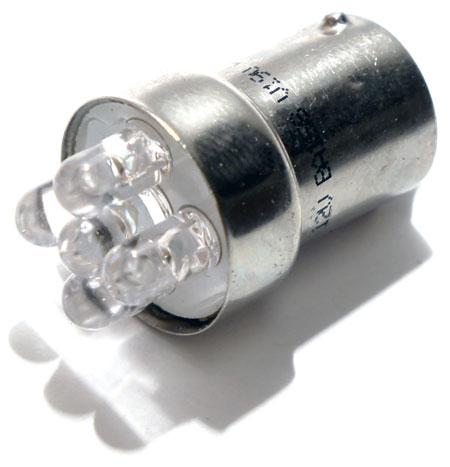 LED LIGHT BULB 12V WHITE BA15S 5-LEDS LED207WT 1157 (PACK OF 2) thumbnail 2