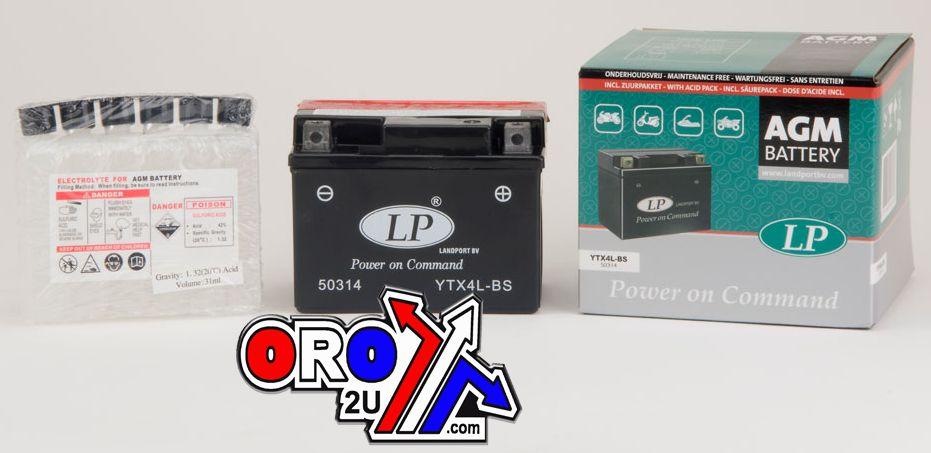 BATTERY LTX4L-BS 12V 3A M.FREE, Landport 50314 + ACID PACK, AGM, MA LTX4L-BS thumbnail 2