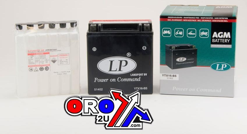 BATTERY LTX16-BS 12V 14Ah MF, LANDPORT Maintenance Free, YTX16-BS AGM thumbnail 2