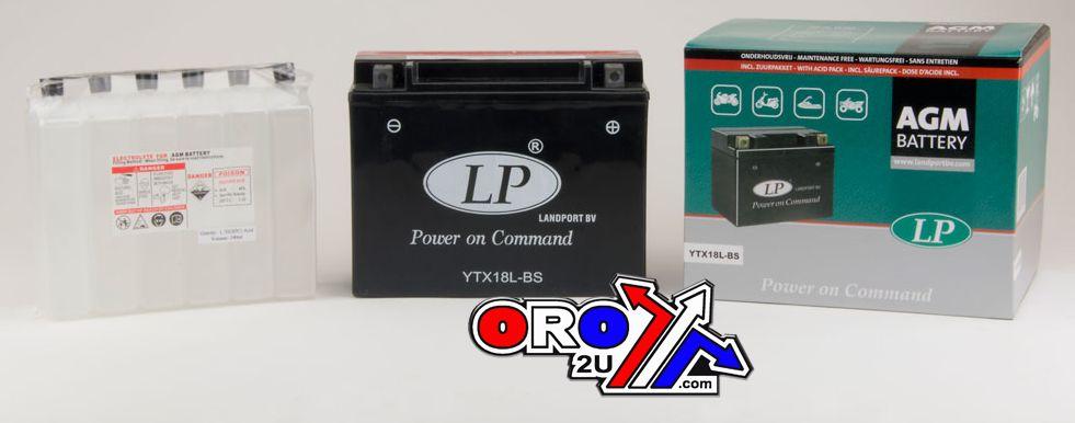 BATTERY LTX18L-BS 12V 20Ah., LANDPORT Maintenance Free, AGM, YTX18L-BS thumbnail 2