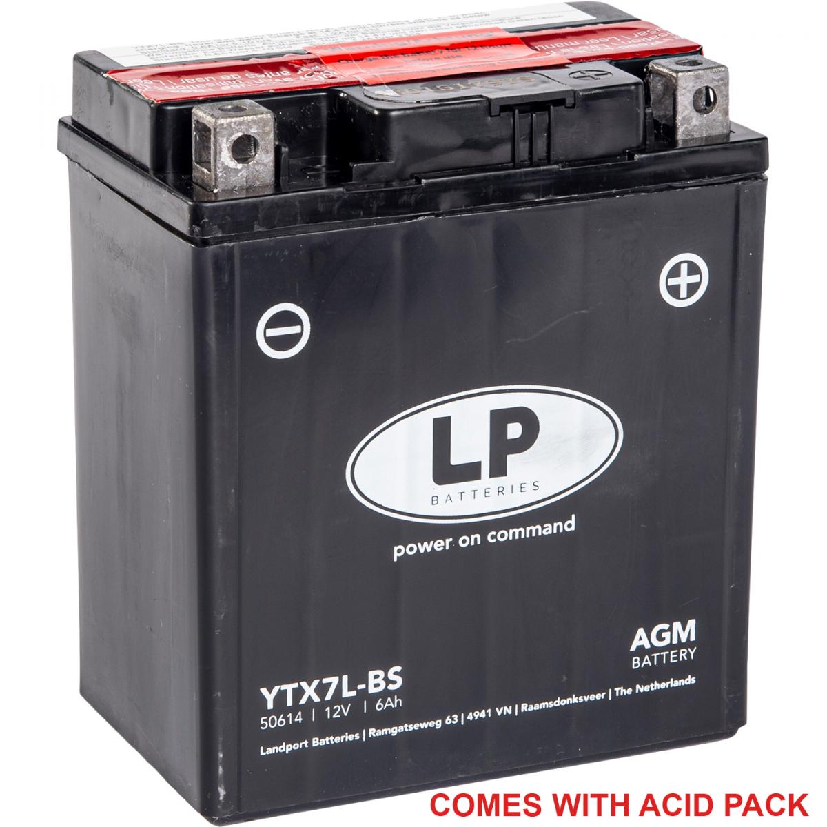 BATTERY LTX7L-BS 12V MA.FREE, LANDPORT Maintenance Free, 50614 AGM, MA LTX7L-BS thumbnail 2