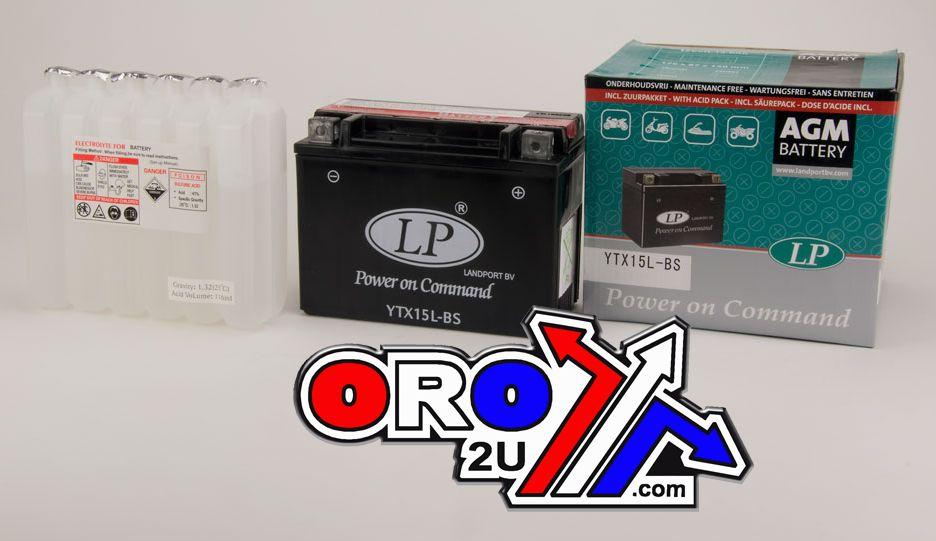 BATTERY LTX15L-BS 12V 12AH, LANDPORT Maintenance Free, AGM, YTX15L-BS thumbnail 2