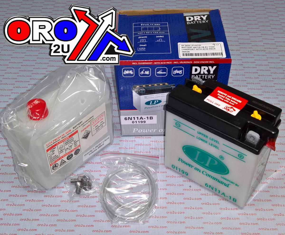 BATTERY 6N11A-1B 6V 11AH, LANDPORT WITH ACID PACK, ROAD, MC MA 6N11A-1B thumbnail 2