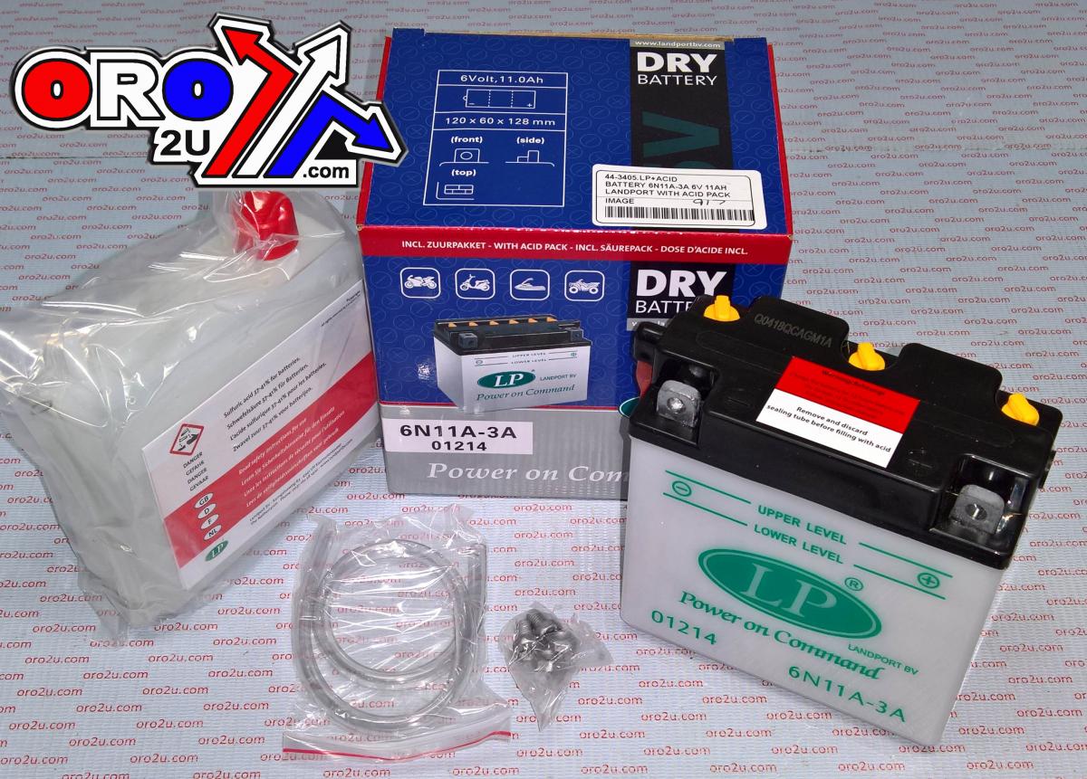 BATTERY 6N11A-3A 6V 11AH, LANDPORT WITH ACID PACK, ROAD, MC MA 6N11A-3A thumbnail 2