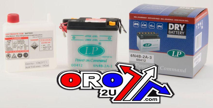 BATTERY 6N4B-2A-3 6V 4AH, LANDPORT 00412 WITH ACID PACK, ROAD, MC thumbnail 2