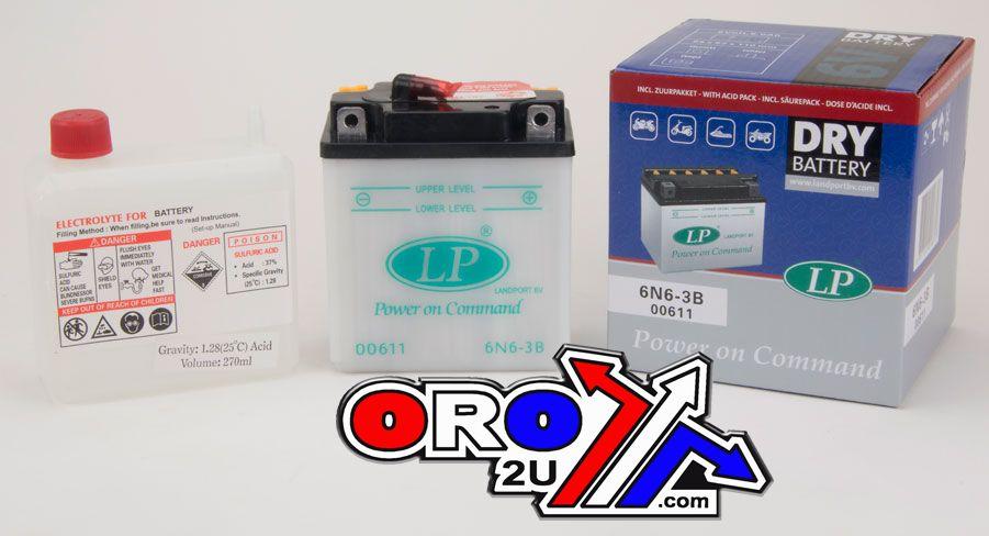 BATTERY 6N6-3B 6V 6Ah., LANDPORT 00611 + ACID PACK, ROAD, MC thumbnail 2