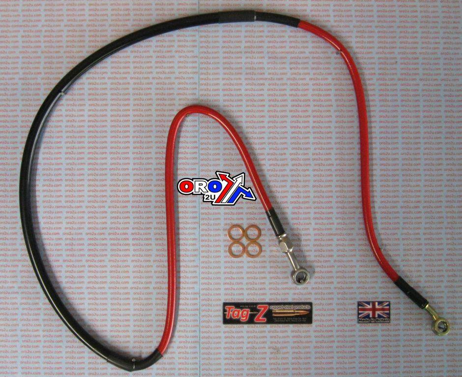 HOSE FRONT BRAKE RED/BLACK CR125/250 95-07 CRF250 CRF450 thumbnail 2