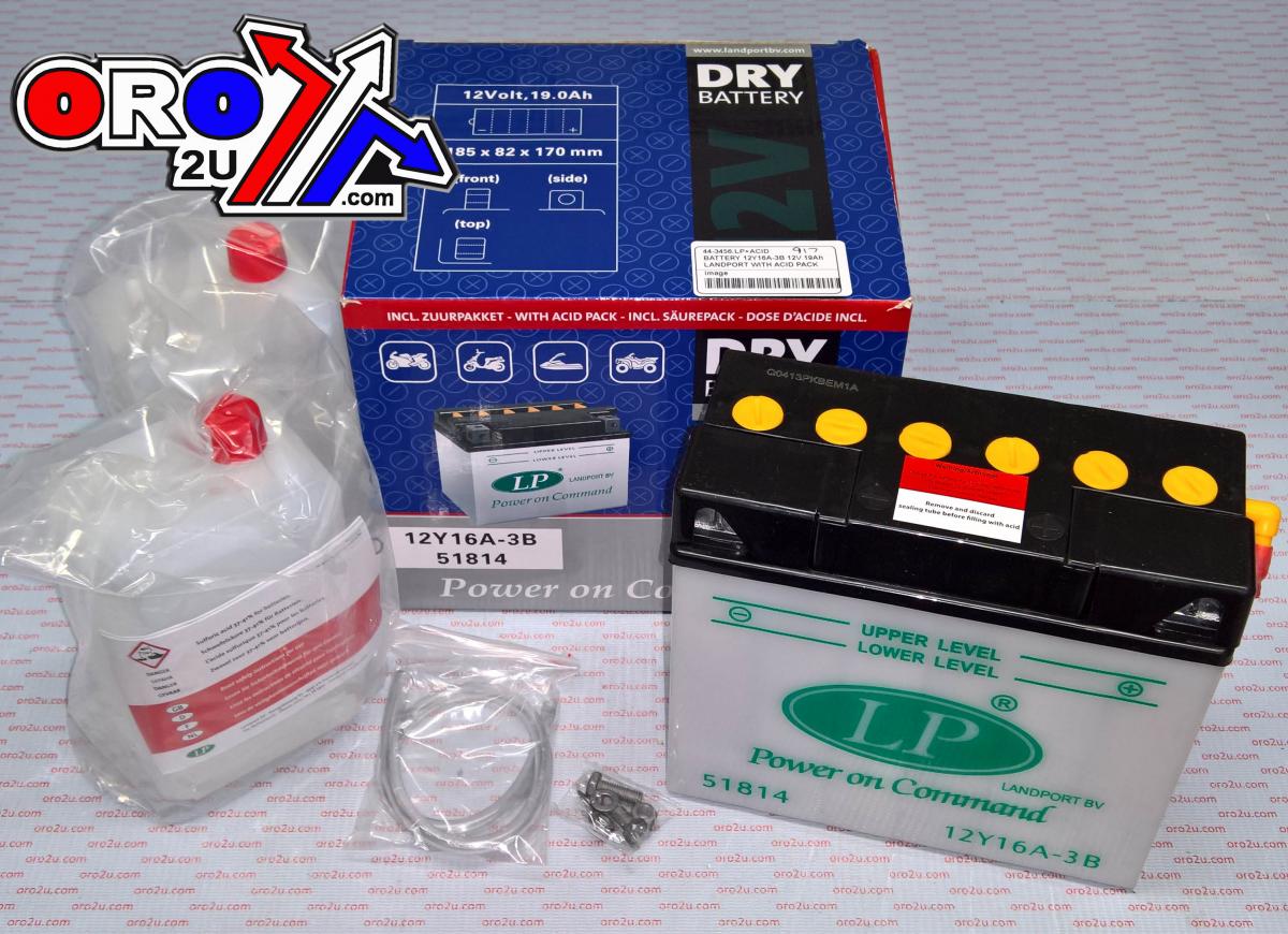 BATTERY 12Y16A-3B 12V 19Ah, LANDPORT WITH ACID PACK, ROAD, MC MA 12Y16A-3B, MD 12Y16A-3B thumbnail 2