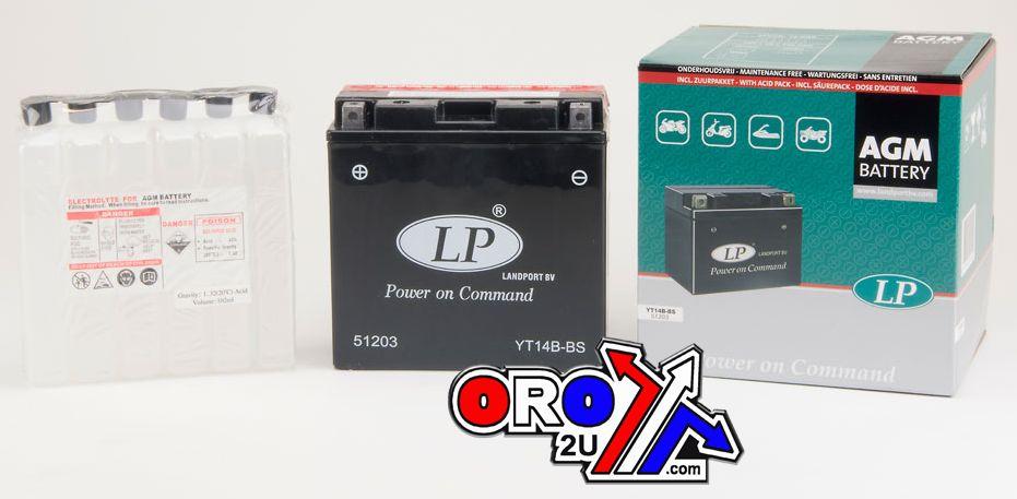 BATTERY LT14B-BS 12V 12Ah, LANDPORT 51203 MAINTENAN FREE, YT14B-4 AGM thumbnail 2