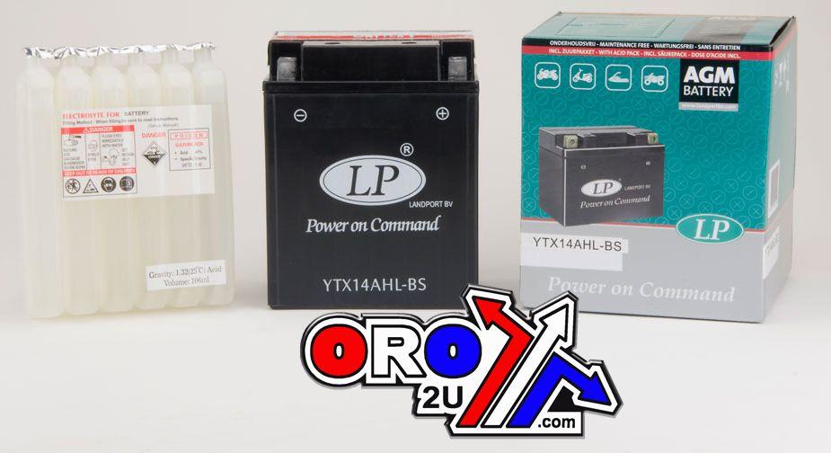 BATTERY LTX14AHL-BS 12V 12AH, LANDPORT Maintenance Free, AGM, YTX14AHL-BS thumbnail 2