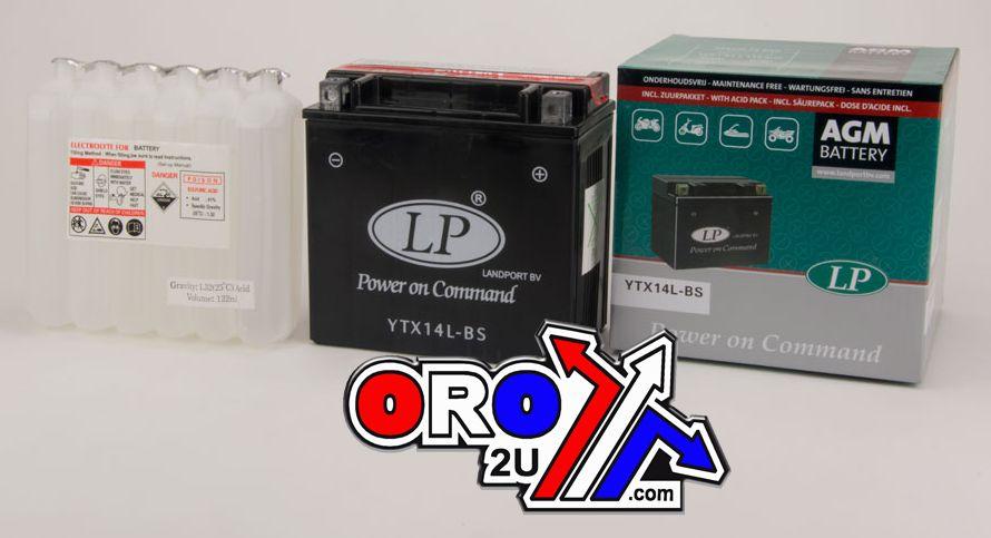 BATTERY LTX14L-BS 12V 12AH, LANDPORT Maintenance Free, AGM, YTX14L-BS thumbnail 2