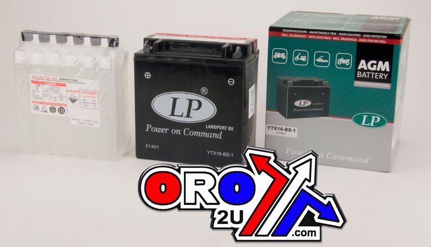 BATTERY LTX16-BS-1 12V 14Ah MF, LANDPORT Maintenance Free, AGM, YTX16-BS-1 thumbnail 2