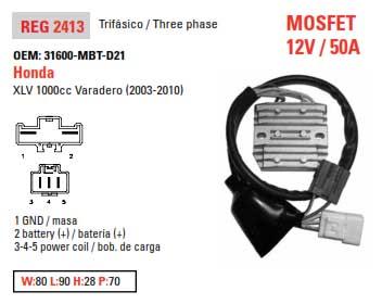 REGULATOR VOLTAGE XLV1000, 31600-MBT-D21 AHA6051, HONDA XLV 1000 VARADERO 03-10 thumbnail 8