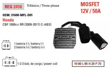 REGULATOR VOLTAGE CBR1000RA, 31600-MFL-D01 AHA6054 ROAD, CBR 1000 RR 2009-2014 C-ABS thumbnail 8