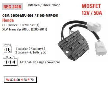 REGULATOR VOLTAGE CBR600RR, 31600-MFJ-D01 AHA6056 ROAD 31600-MFF-D01, CBR 600cc RR 2007-2012 230-58087, 230-58305 thumbnail 8