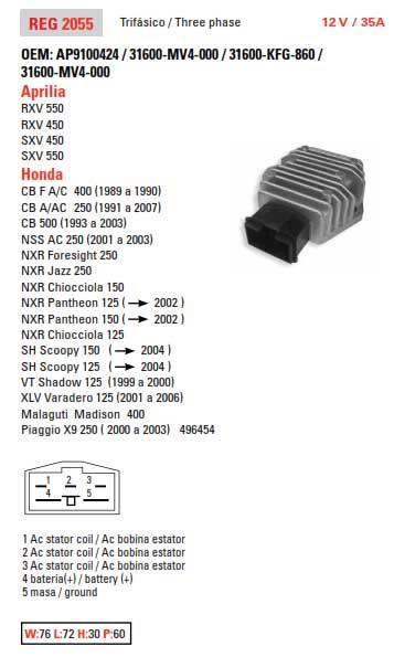 REGULATOR MOSFET 31600-MV4-000, -010, 31600-KY2-702 31600-KY2-703, ESP2344 HONDA ROAD, 83-94611 thumbnail 7