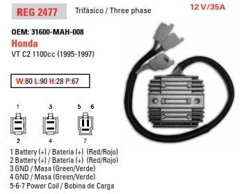 REGULATOR VT1100 31600-MAH-008 VT, HONDA 20-5308 ROAD thumbnail 6