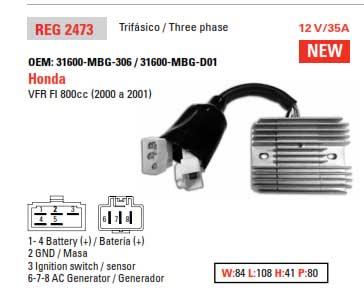 REGULATOR 31600-MBG-306, HONDA VFR800FI 00-01 ROAD, KL20-5300 ROAD thumbnail 6