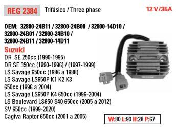 REGULATOR VOLTAGE 12V/35A 80mmX90mmX28mm 90-12 SUZUKI CAGIVA 250 350 650 DR SE LS SAVAGE LS BOULERVARD SV RAPTOR ASU6015 717835 thumbnail 2