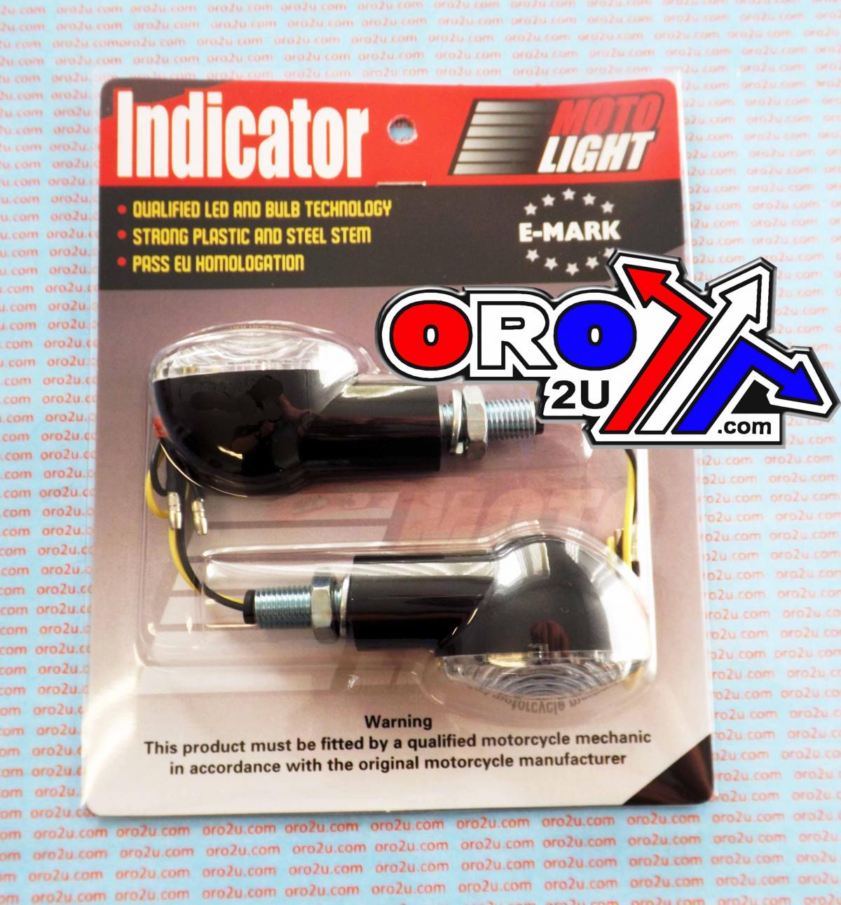 LED INDICATORS CLEAR SET/2 20mm Black housing E MARKED MT-003-C-BK20 image 1