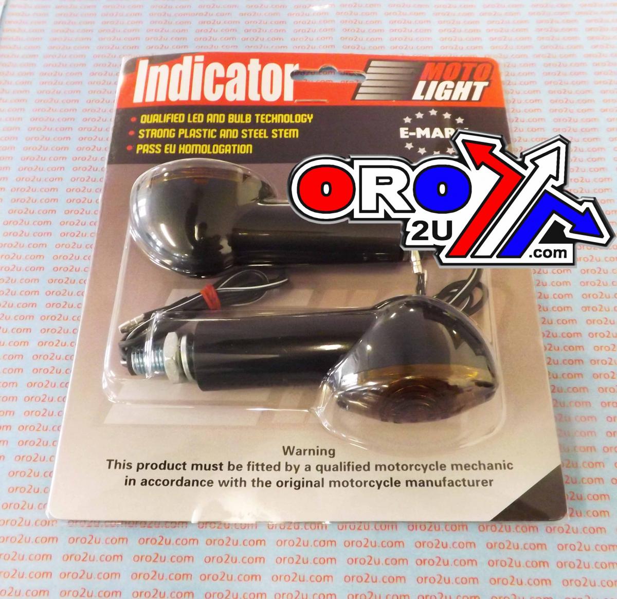 INDICATORS SMOKE 40mm SET/2 Black Housing inc Bulb E MARKED. MT-003-S-BK40 thumbnail 2