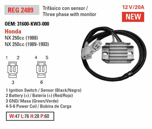 REGULATOR 12v NX250 88-93, AHA6102 31600-KW3-000, -010 thumbnail 5