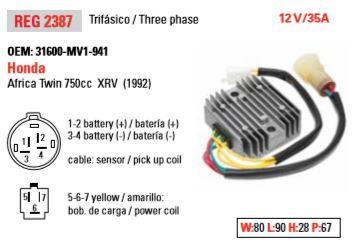 REGULATOR 12v 31600-MCW-D61, ARROWHEAD AHA6097, 230-58117 thumbnail 2