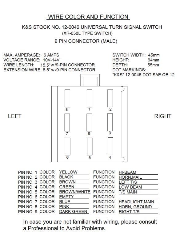 SWITCH UNIVERSAL 35020-MY6-670, HONDA XR650L TYPE, KS12-0046 thumbnail 2