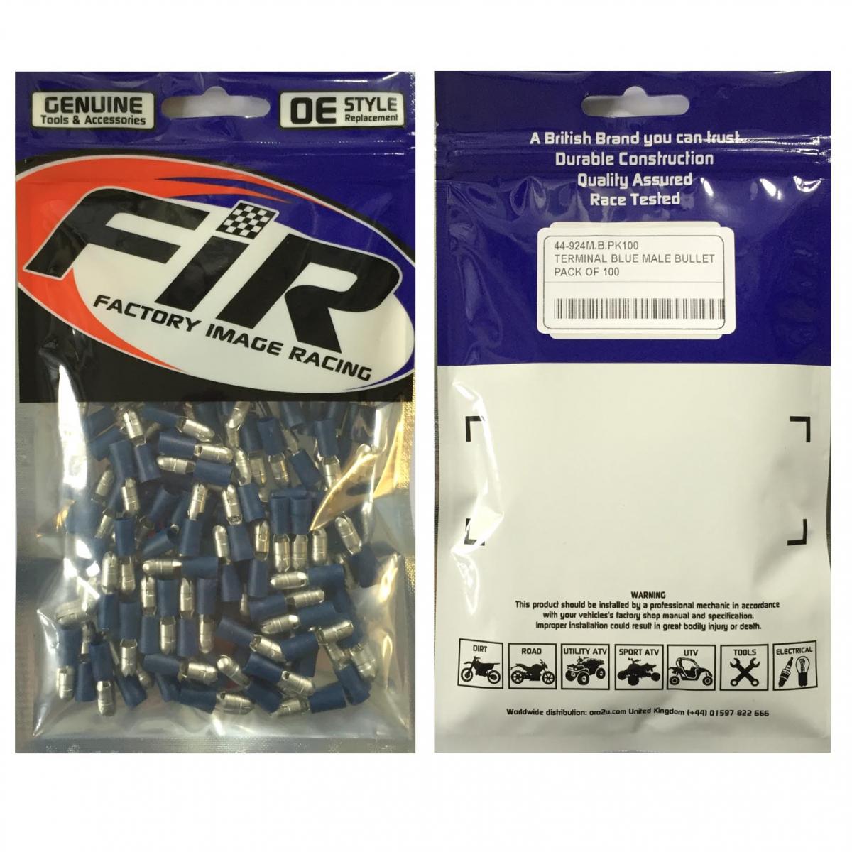 TERMINAL BLUE MALE BULLET, PACK OF 100 thumbnail 2