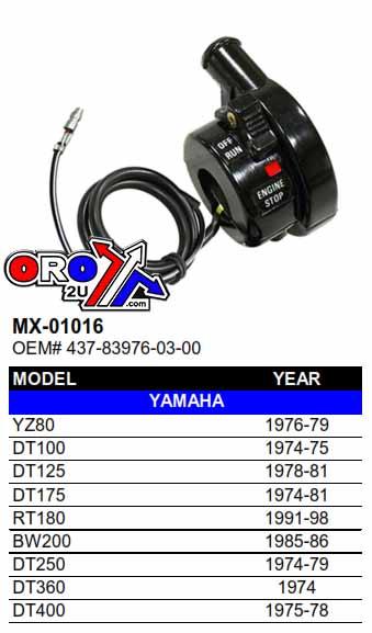SWITCH HANDLEBAR 1R6-83976-01-00, 437-83976-03-00, DT100-400 thumbnail 9