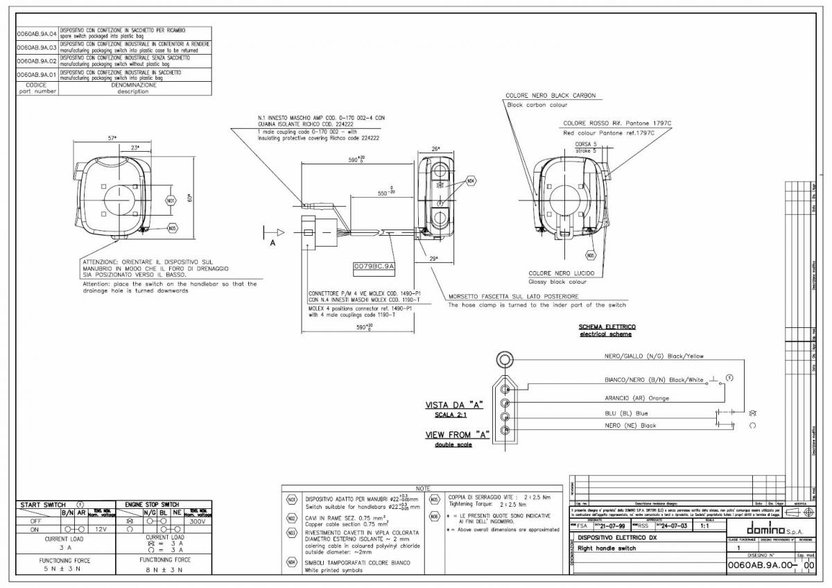 LIGHT SWITCH KTM/UNIVERSAL, DOMINO 0060AB.9A.04-00 thumbnail 2