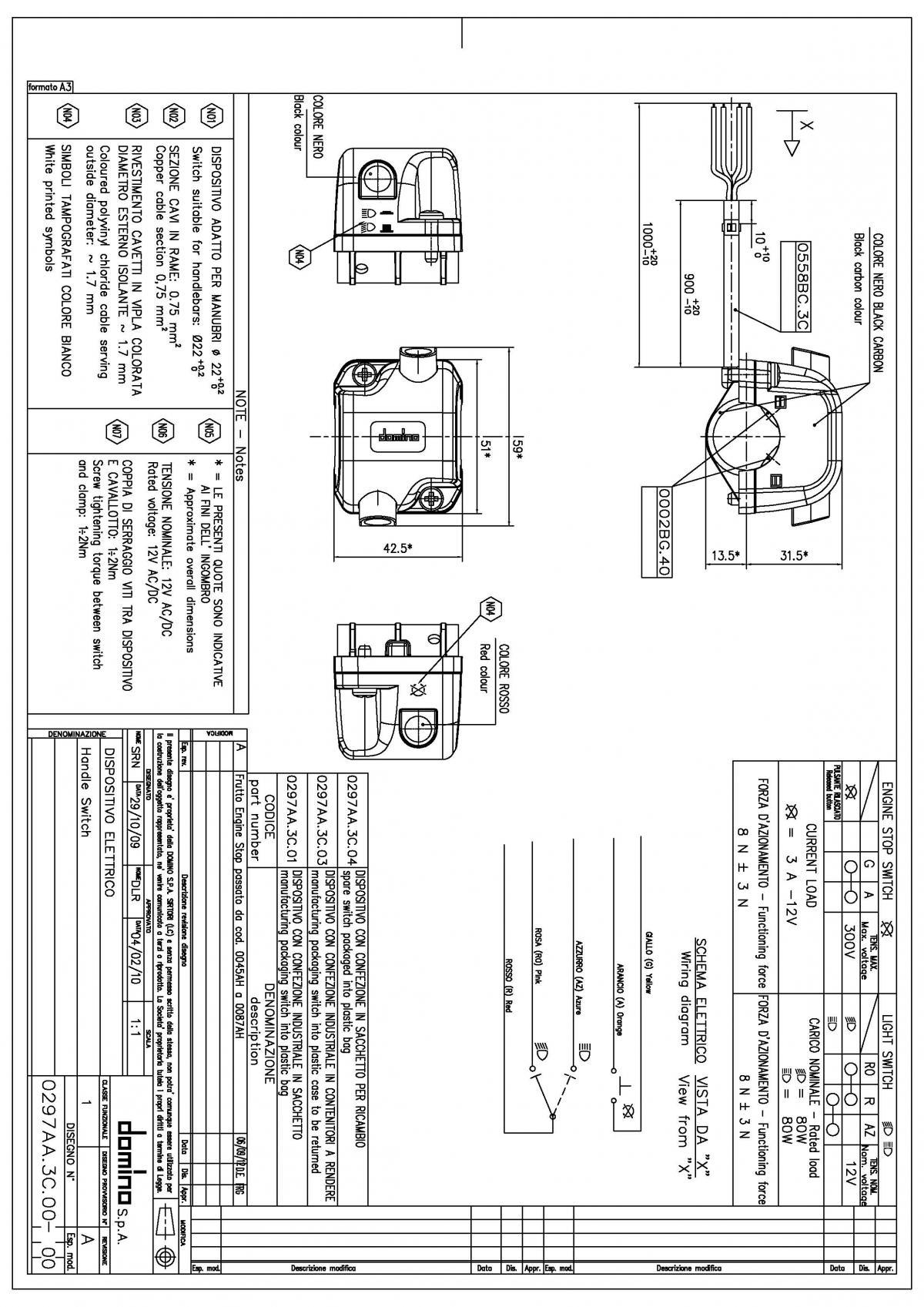 LIGHT SWITCH UNIVERSAL, DOMINO 0051AA.2B.04-03 thumbnail 2