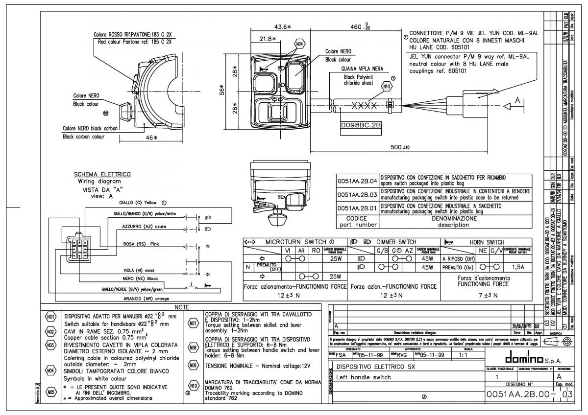 LIGHT SWITCH UNIVERSAL, DOMINO 0051AA.2B.04-03 thumbnail 3