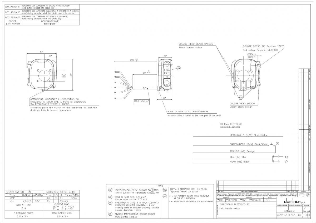 LIGHT SWITCH UNIVERSAL BLACK, DOMINO 0351AB.9A.04-00 thumbnail 4