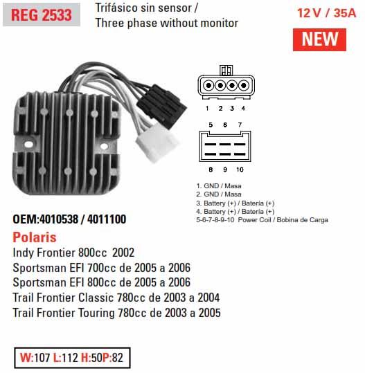 REGULATOR POLARIS 700/800 ATV, APO6029, 4010538, 4011100; thumbnail 3