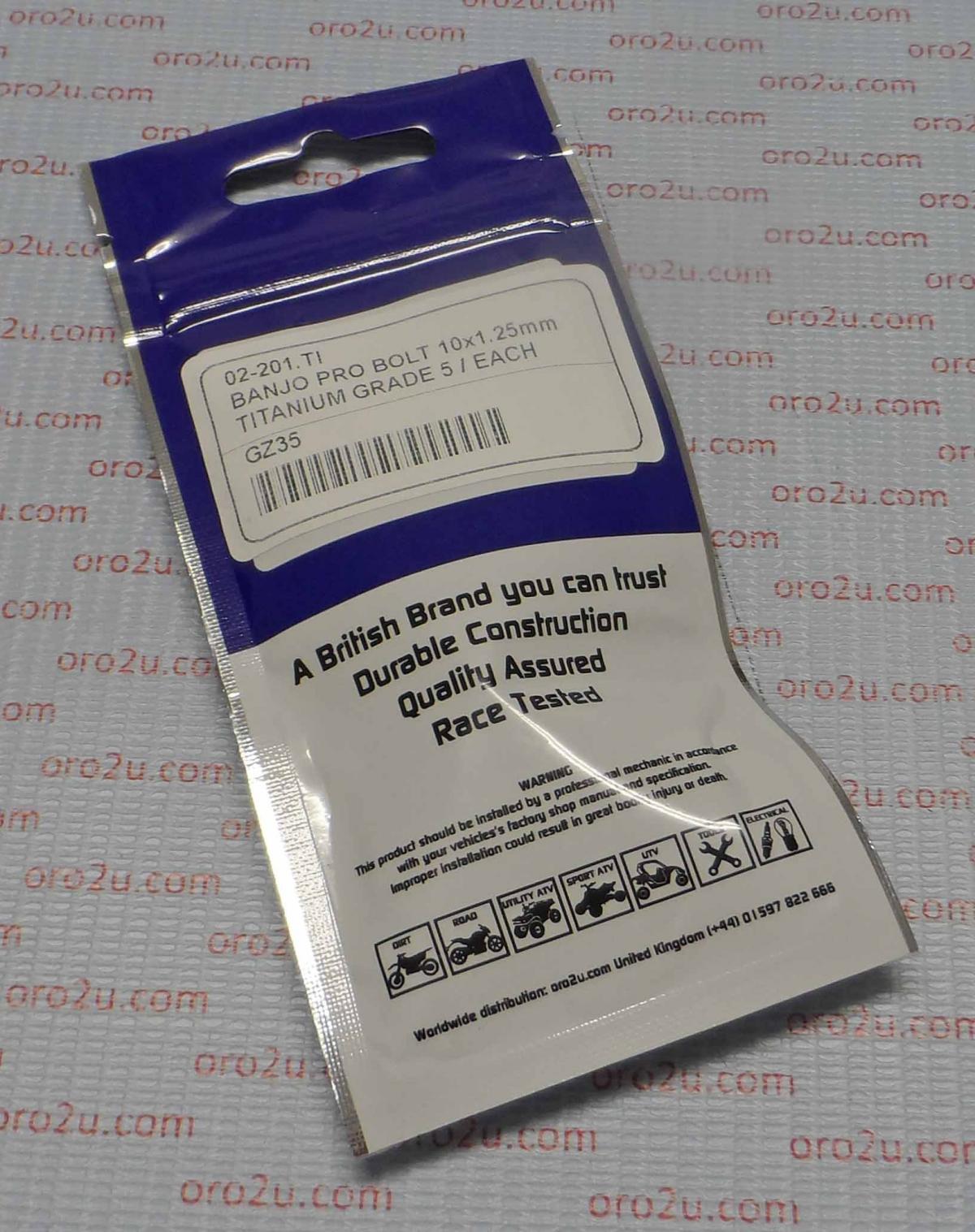 BANJO BOLT M10x1.25 STAINLESS, STAINLESS STEEL / CNC MADE, / EACH thumbnail 3
