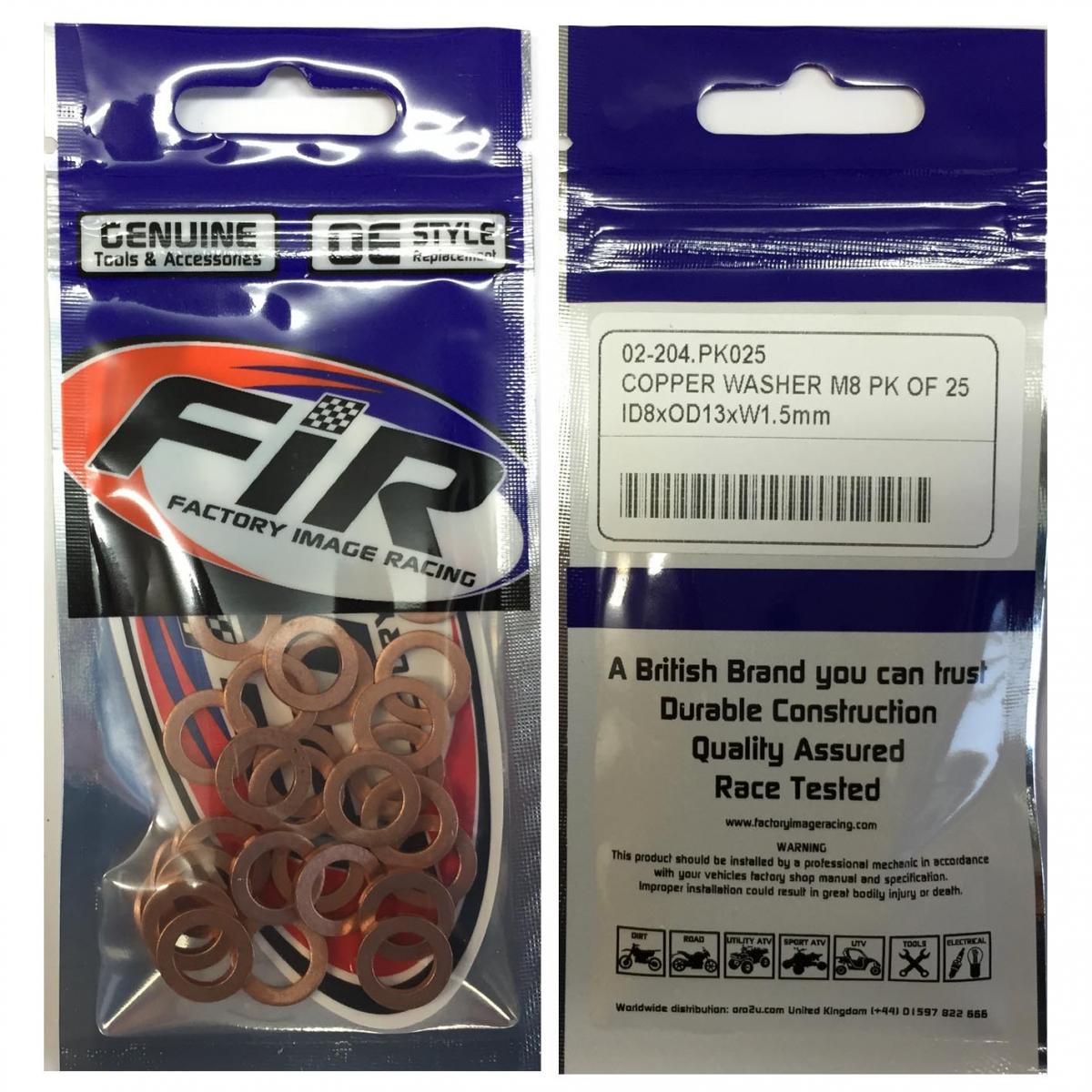 COPPER WASHER M8 PK OF 25, SIZE ID8 x OD13 x W1.5mm thumbnail 2
