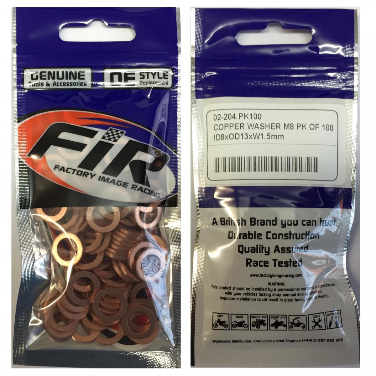 COPPER WASHER M8 PK OF 100, SIZE ID8 x OD13 x W1.5mm thumbnail 2
