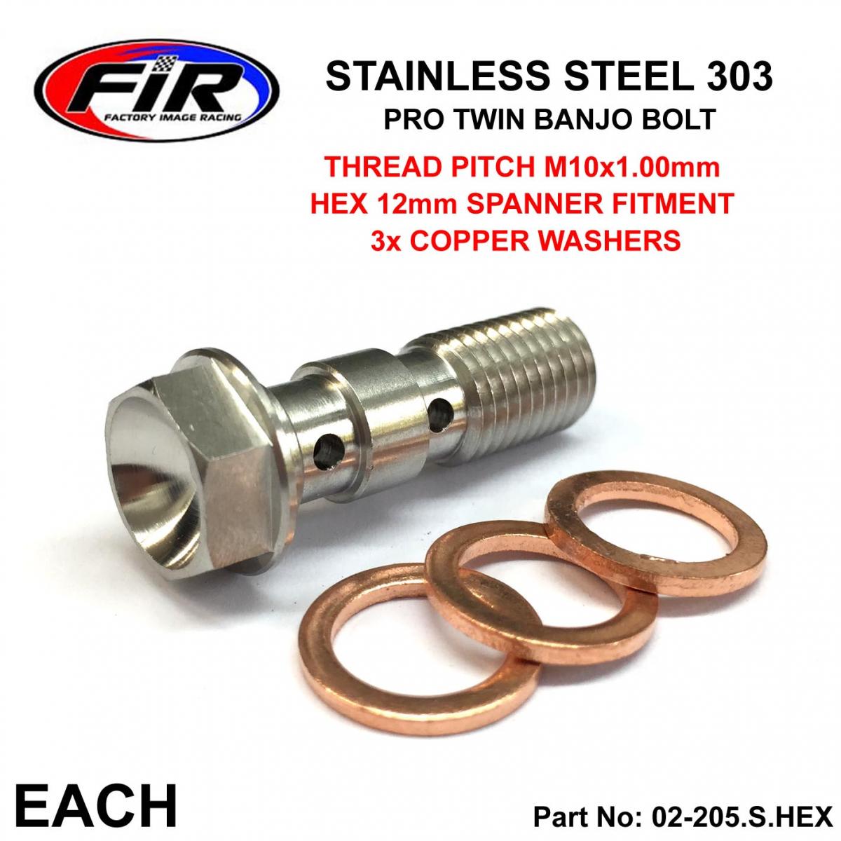 TWIN BANJO BOLT M10x1.00 SS, STAINLESS STEEL / CNC MADE, / EACH thumbnail 3