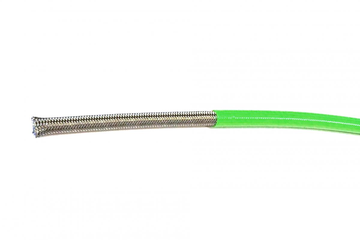 KX GREEN HOSE 1 METER 600-03, STAINLESS STEEL BRAIDED HOSE, 600-03GN / PTFE / PVC COVERED, BUILDALINE