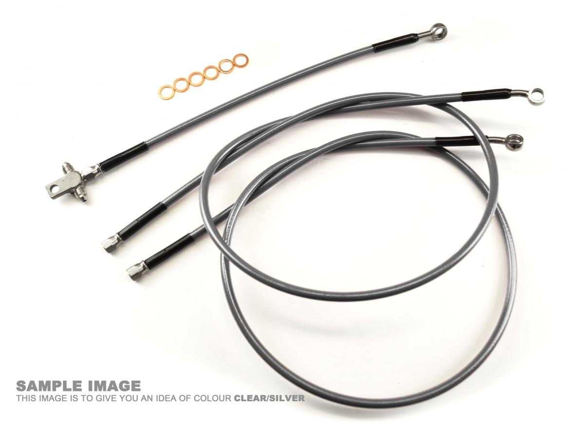 HOSE FRONT BRAKE SET/3 SIL/BK LT-Z400 LT-R450 KFX400 VENHILL K02-1-040/P