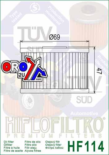 OIL FILTER HIFLO HF114, HONDA TRX420 15412-HP7-A01 thumbnail 3