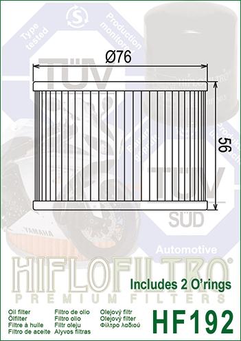 OIL FILTER HIFLO HF192, Triumph 121-00-31-T0-301 thumbnail 3