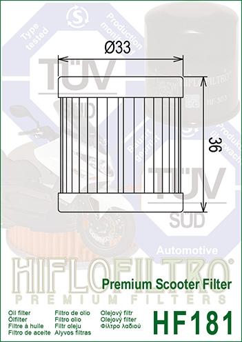 OIL FILTER HIFLO HF181 APRILIA, ROAD 410229, PIAGGIO thumbnail 3
