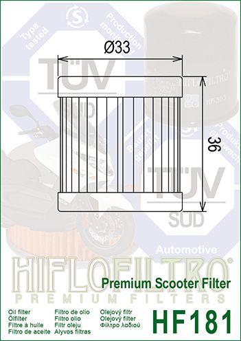 OIL FILTER HIFLO HF181 APRILIA, ROAD 410229, PIAGGIO thumbnail 5
