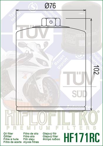 OIL FILTER HIFLO HF171BRC RACE, 63798-99, 63731-99, 63731-99A, ROAD, BUELL thumbnail 3