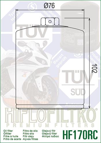 OIL FILTER HIFLO HF170CRC RACE, 63805-80A, 63805-80T, 63796-77, ROAD, 63806-83 thumbnail 3