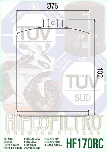 OIL FILTER HIFLO HF170CRC RACE, 63805-80A, 63805-80T, 63796-77, ROAD, 63806-83 thumbnail 4
